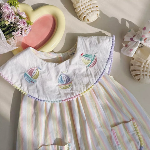 Girls Sailboat Rainbow Swing Dress