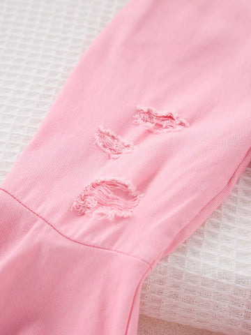 Girls Ripped Details Bell Bottoms Jeans