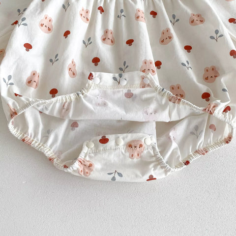 Baby Girl Bunny & Mushroom Print Bodysuit