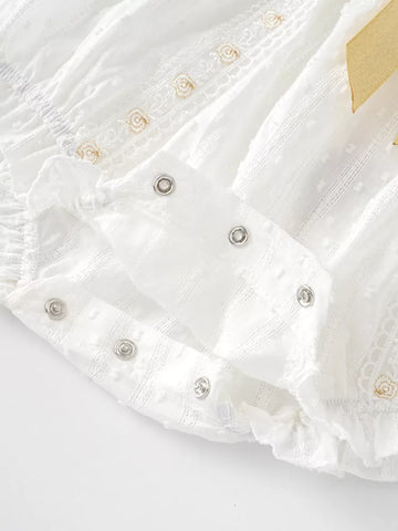 2 Pc Baby Girl Gold Ribbon Lace Bodysuit & Bonnet Set