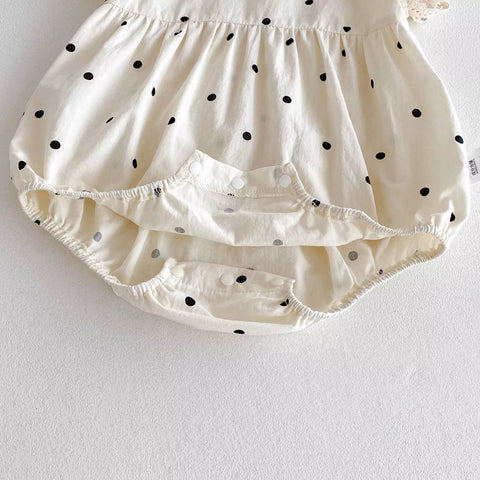 Baby Girl Polka Dot Crochet Collar Bodysuit