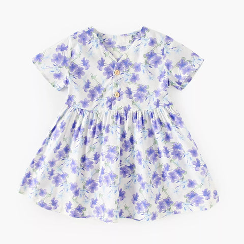 Baby Girl Tropical Floral Print T-Shirt Dress