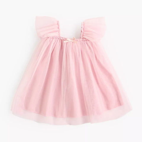 Girls Tulle Flutter Sleeve Dress