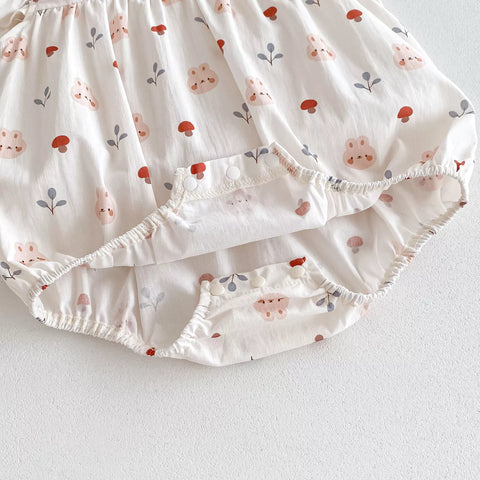 Baby Girl Bunny & Mushroom Print Bodysuit