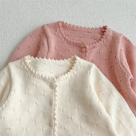 Baby Girl Pointelle Flare Hem Cardigan