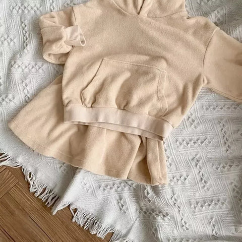 2 Pc Baby Girl Terry Cloth Hoody & Skirt Set