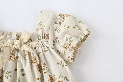 Baby Girl Vintage Rose Square Neck Bodysuit