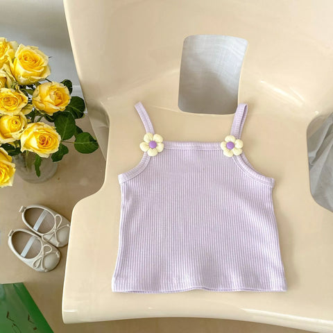 2 Pc Girl RIbbed Cami Tank & Tiered Lace Skirt