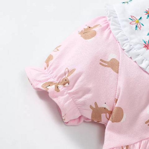 Girls Bunny Hop Collar Tee Shirt Dress