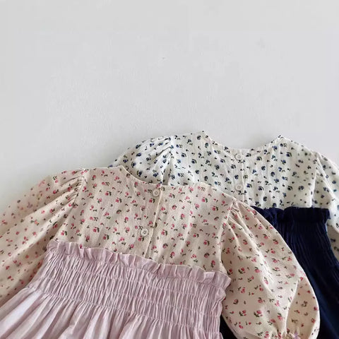 Baby Girls Ditsy Floral Smocked Waist Bodysuit Dress