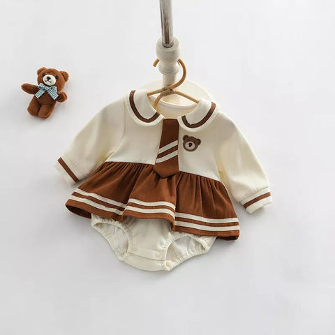 Baby Girl Boy Uniform Style Bear Bodysuit Romper