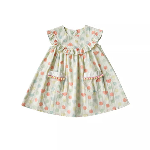 Girls Rainbow Polka Dot Swing Dress