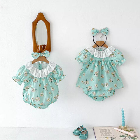 Baby Girl Mint Blossom Bodysuit Set
