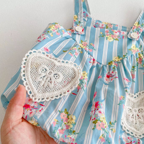 2 Pc Baby Girl Wallpaper Overall & Ribbed Tee Set