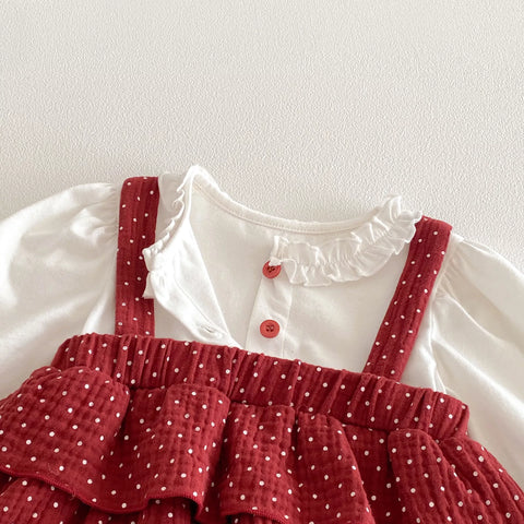 2 in 1 Baby Girl Polka Dot Layered Skirt Dress