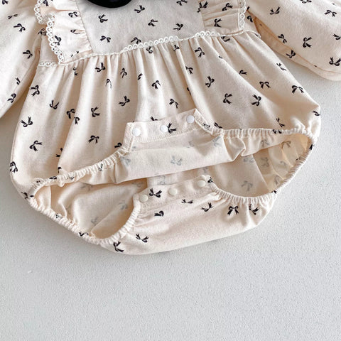 Baby Girl Mini Ribbon Bow Contrast Collar Bodysuit
