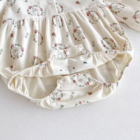 Baby Girl Autumn Bunny Ears Collar Bodysuit