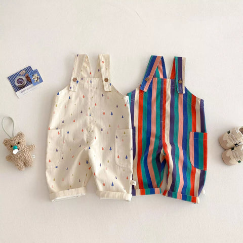 Unisex Rainbow Raindrop Stripes Overalls