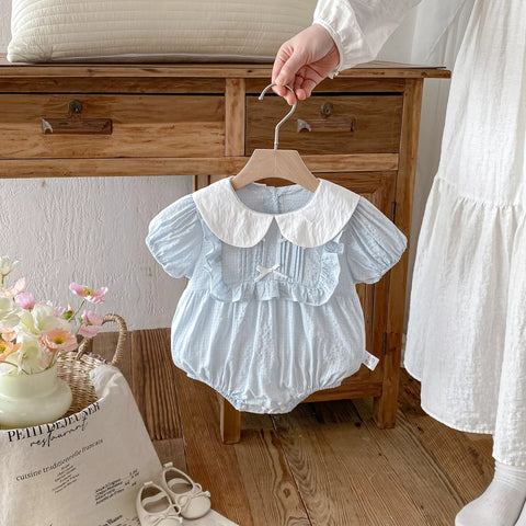 Baby Girl Alice Bib Seersucker Bodysuit
