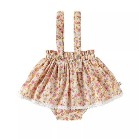 Baby Girl Suspenders Ditsy Floral Print Skirt