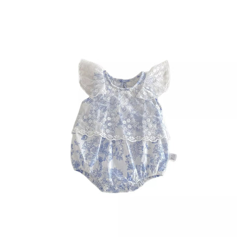 Baby Girl Garden Motif Sheer Lace Layered Bodysuit