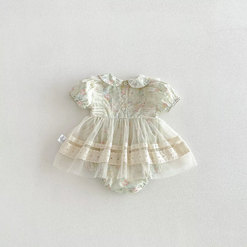 Baby Girl Watercolor Floral Sheer Skirting Dress