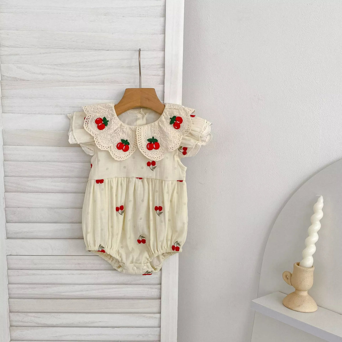 Girls Cherry on Top Scallop Collar Bodysuit or Dress