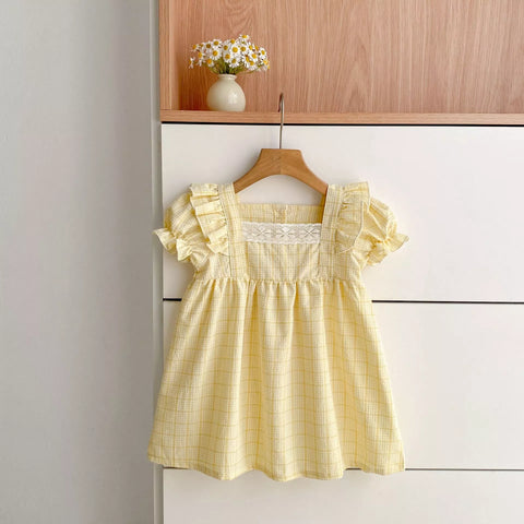 Girls Square Neck Plaid Bodysuit Or Dress