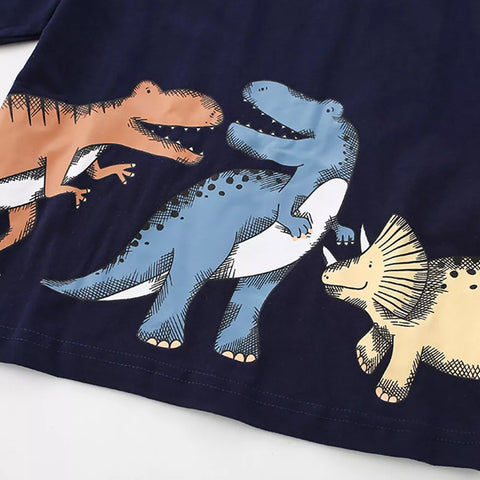 2 Pc Boys Dinosaur Tee & Stripe Shorts Set
