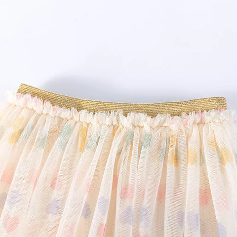 2 Pc Rainbow Hearts Tee and Mesh Skirt Set