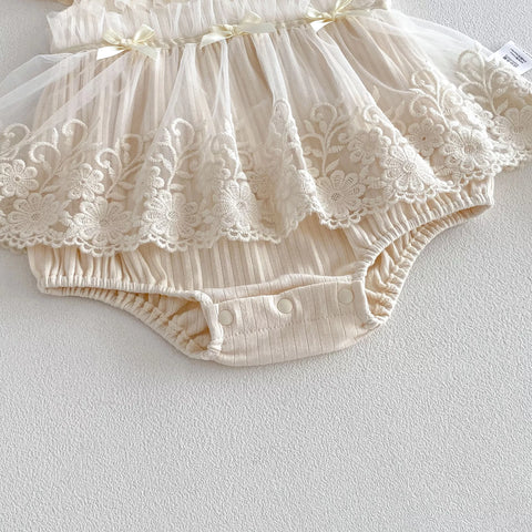 Baby Girl Bow Lace Skirt Bodysuit Dress