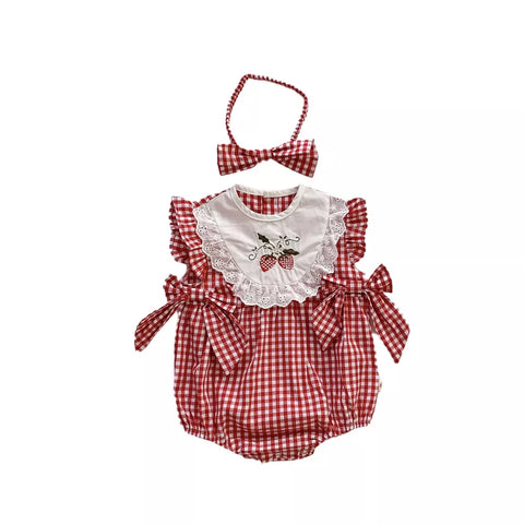 Baby Girl Strawberry Gingham Bodysuit