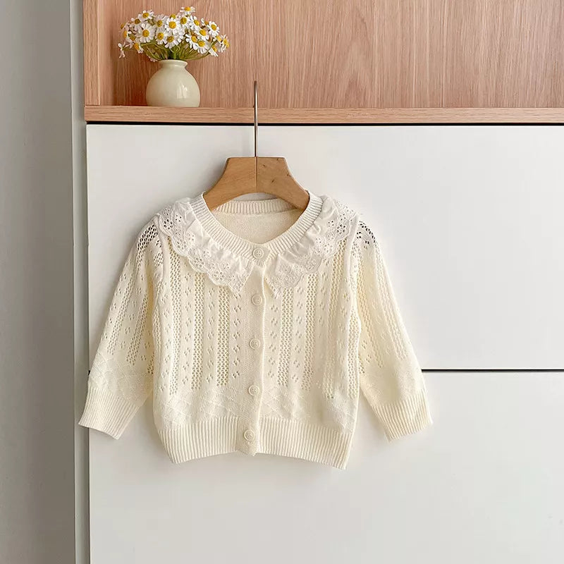 Baby Girl Pointelle Collar Cardigan