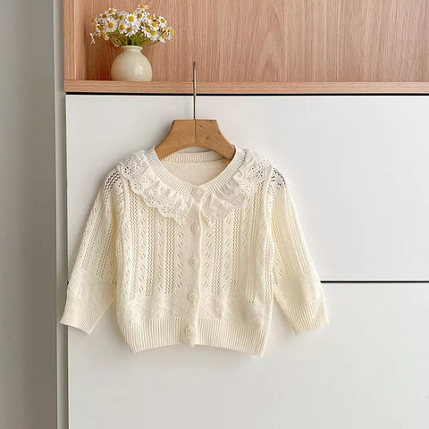 Baby Girl Pointelle Collar Cardigan