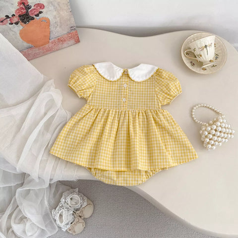Baby Girl Gingham Duck Bodysuit Dress