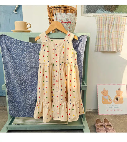 Girls Whimsical Polka Dot Sun Dress