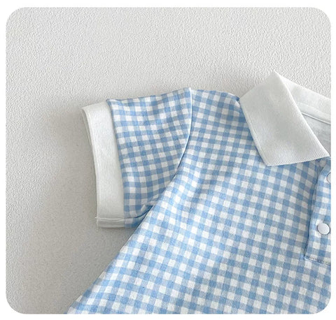 Baby Boy Gingham Polo Romper
