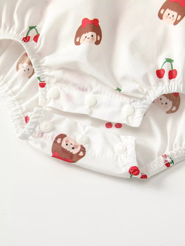 Baby Girl Double Bow Cherry Bodysuit Dress