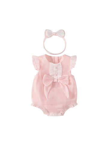 2 Pc Baby Girl Bow Chic Bodysuit