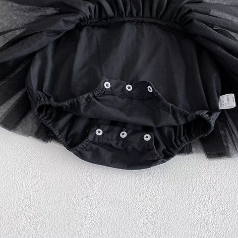 Baby Girl Sateen Bow Collar Bodysuit Dress