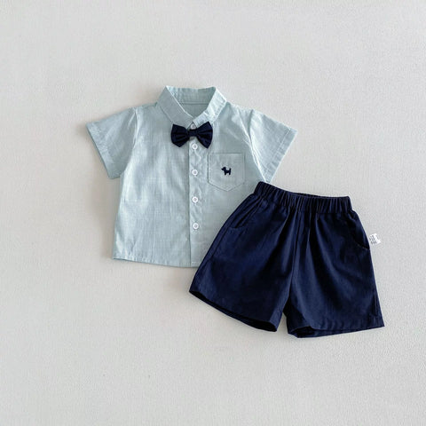 2 Pc Boys Bow Tie Shirt & Short Set