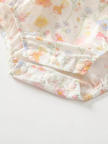 2 Pc Baby Girl Flower Print Bodysuit w/ Headband