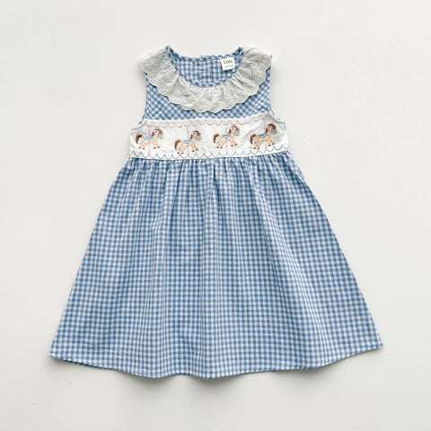 Girls Gingham Carousel Horse Dress