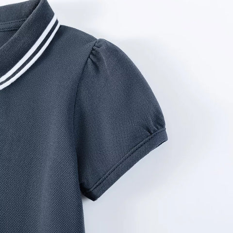 Girls Drop Waist Stripe Polo Dress