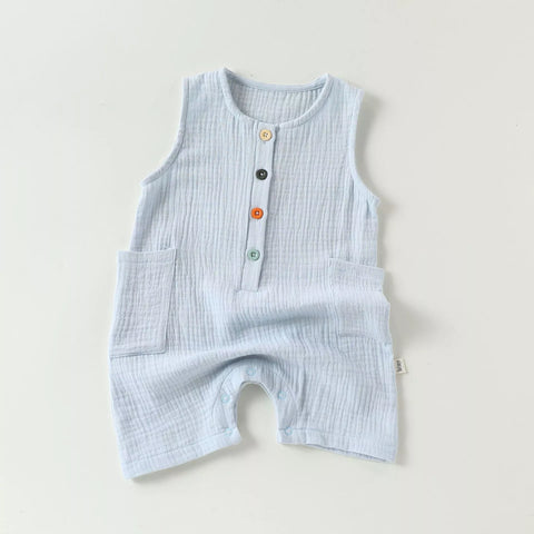 Unisex Baby Sleeveless Rainbow Button Romper
