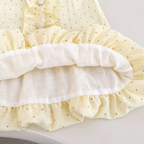 Girls Polka Dot Ruffle Collar Drop Waist Dress