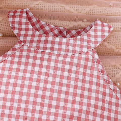 2 Pc Baby Girl Halter Gingham Flower Patch Shorts Set
