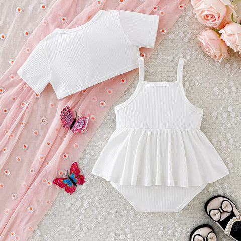 2 Pc Baby Girl Flower Patch Bodysuit & Cardigan set