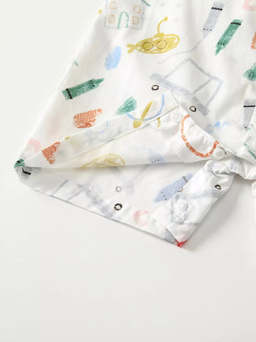 Baby Boy School Print Shirt Romper