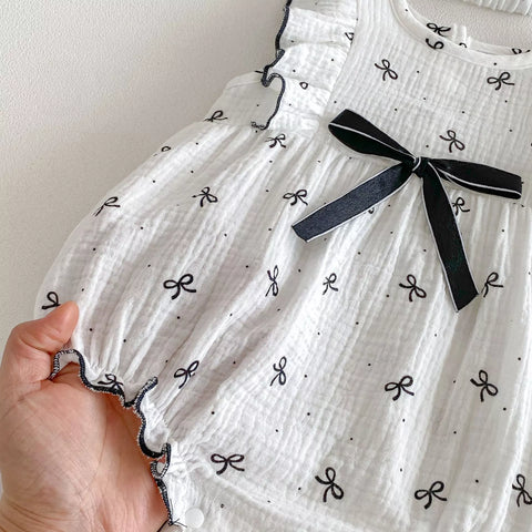 2 Pc Baby Girl Mini Ribbon Print Bodysuit